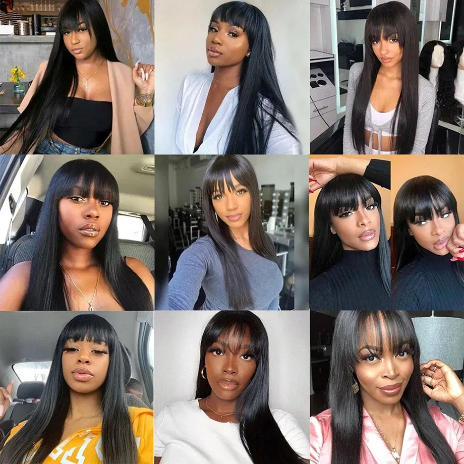 Stretched Length: 22INCHES, Lace Wig Type: 4*1, Density: 180%, Ships From: CHINA - 30 Inch 3X1 Middle Part Lace Human Hair Wig With Bangs For Women Straight Brazilian Wigs On Sale Cheap Fringe Short Bob Wigs