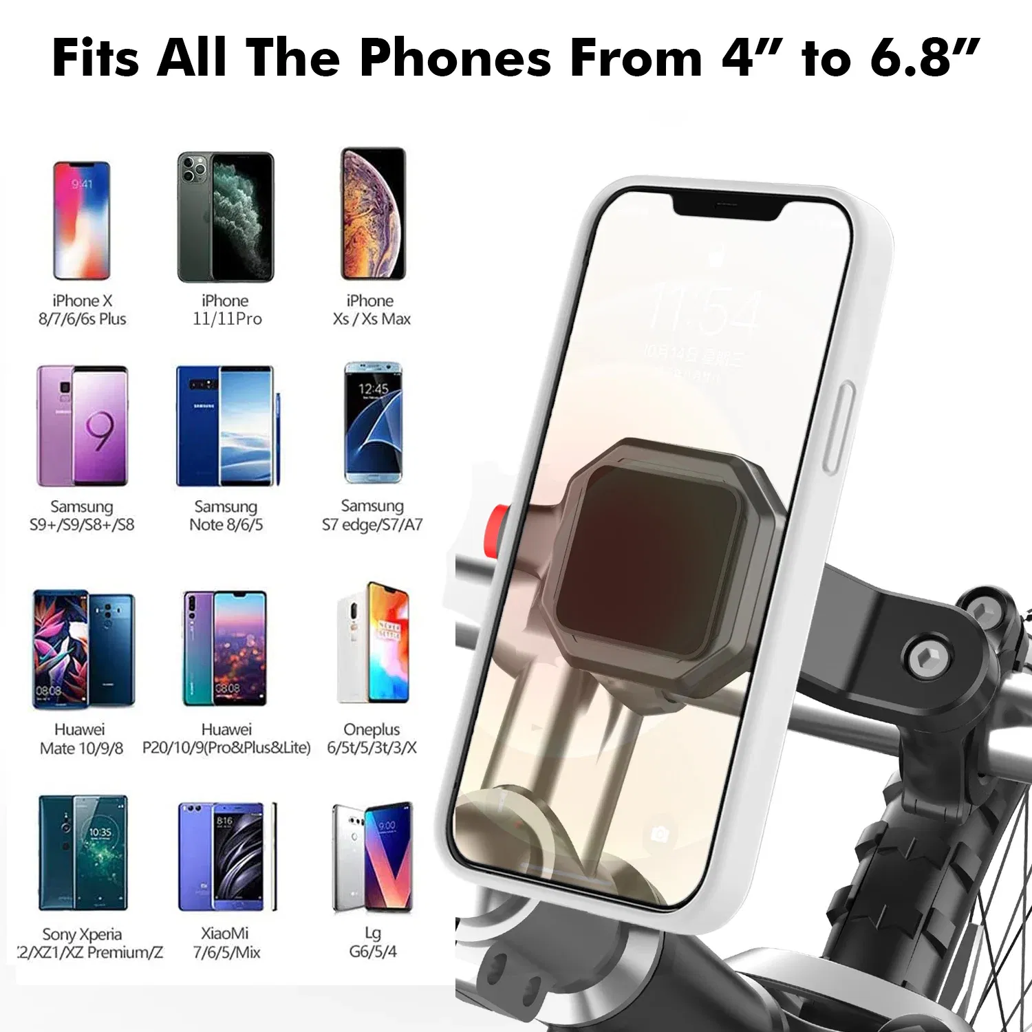 Universal Bicycle Mountain Bike Phone Holder MTB Motorcycle Scooter Handlebar Mobile Phone Mount Stand Security Lock Bracket