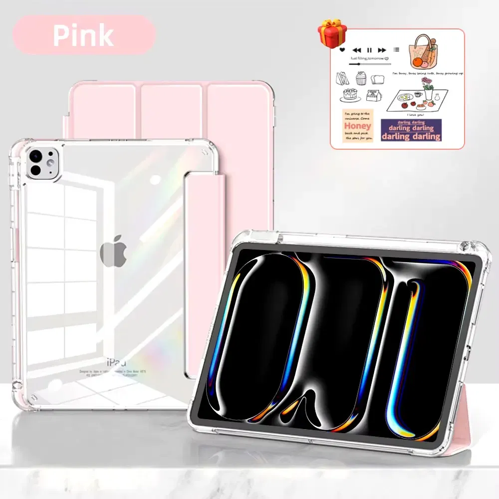 Color: WHITE, Size: EIGHTEEN - For iPad Air 5 Case 2024 Air 6 11 iPad Pro 11 12.9 13 10 Gen 10.2 9th 8th 7th 9.7 6th 5th Mini 7 6 Smart case with pen Holder