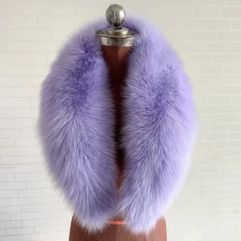 Color: MULTI, Size: XXL - 100% Natural Real Fox Fur Collar For Women Men Coat Jacket Fur Scarf Winter Extra Large Size Neck Warmer Fur Scarf Shawls Wraps