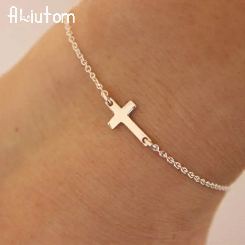Metal Color: Light Yellow Gold Color - ALIUTOM 2020 charm cross cross chain bracelet fashion jewelry pulseras mujer women's bracelet