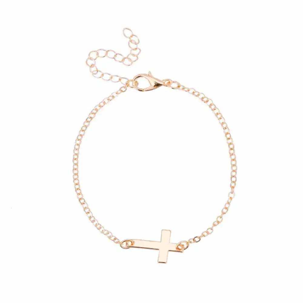 Metal Color: Light Yellow Gold Color - ALIUTOM 2020 charm cross cross chain bracelet fashion jewelry pulseras mujer women's bracelet