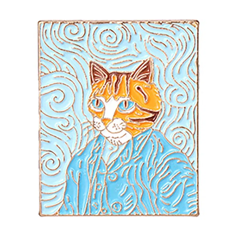 Metal color: Pure Gold Color - Van Gogh Oil Painting Brooch Van Gogh Brooch Galaxy Brooch Star Moon Sunflower Brooch Art Brooch Van Gogh Lapel Pin