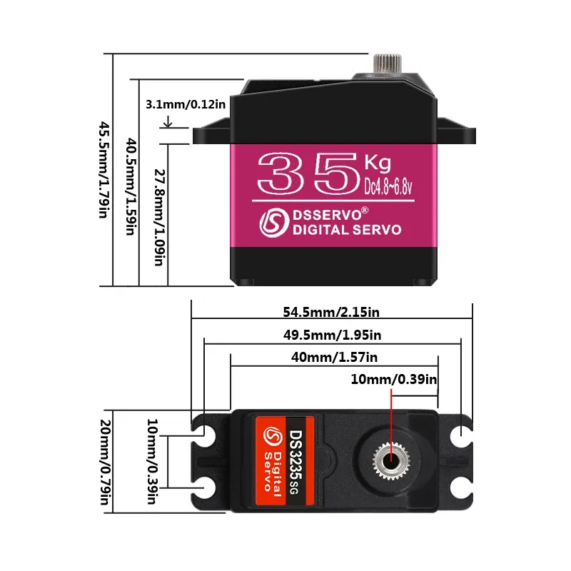 Color: Dark Grey - 4X Waterproof Servo 20Kg 25Kg 30Kg 35Kg 40Kg High Speed servo Pro Metal Gear Digital Servo Baja Servo For 1/8 1/10 Scale RC Cars