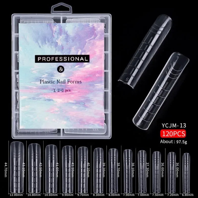 Color: Clear - 120pcs Nail Forms Full Cover False Nails Quick Building Mold Fake Nail Shaping Extend Top Molds For Gel Salon Manicure Art