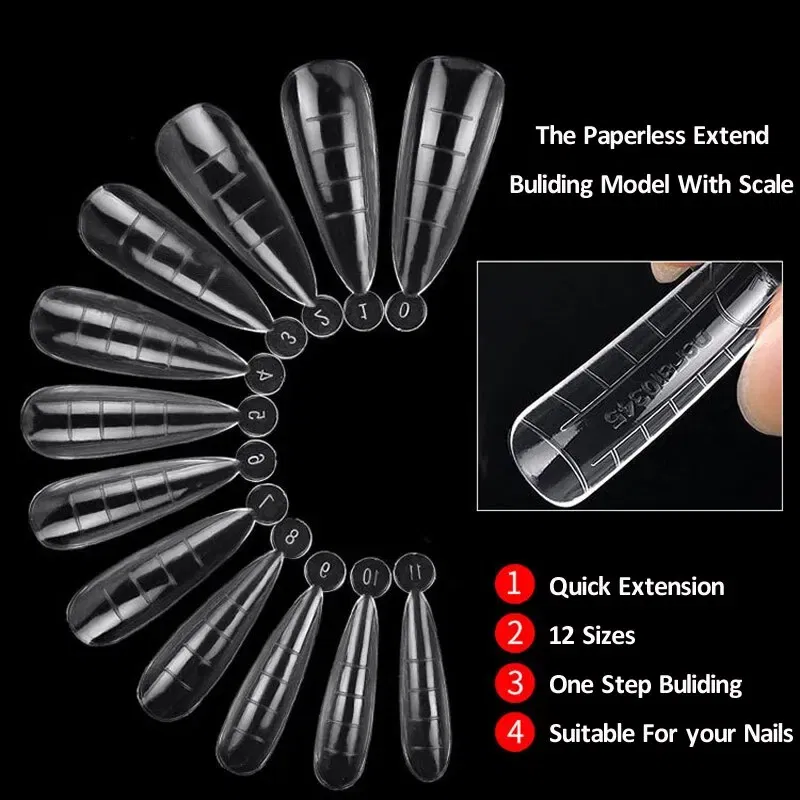 Color: Clear - 120pcs Nail Forms Full Cover False Nails Quick Building Mold Fake Nail Shaping Extend Top Molds For Gel Salon Manicure Art