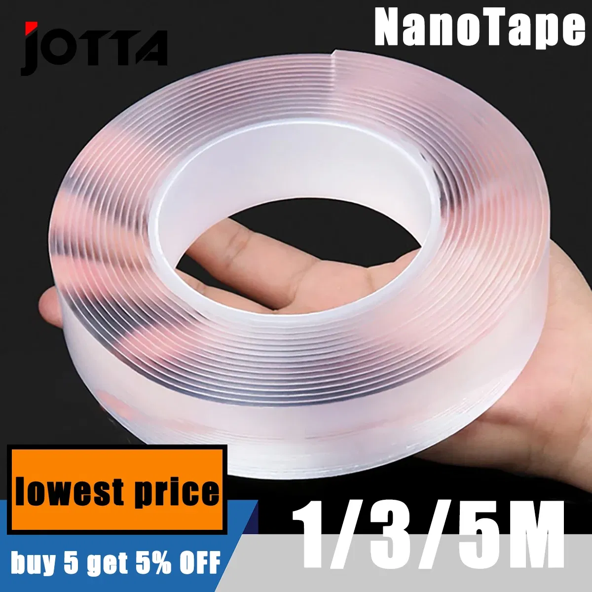 Color: Translucent, Length: 50M, Width: 20mm - Waterproof Wall Stickers Reusable Heat Resistant Bathroom Home Decoration Tapes Transparent Double Sided Nano Tape