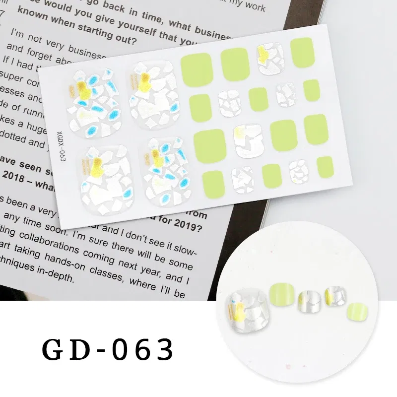 Color: VIOLET - Colorful Nail Stickers Foot Shiny Glitter Nails Charms Full Cover Self-Adhesive Nail Polish Stickers for Nails Art