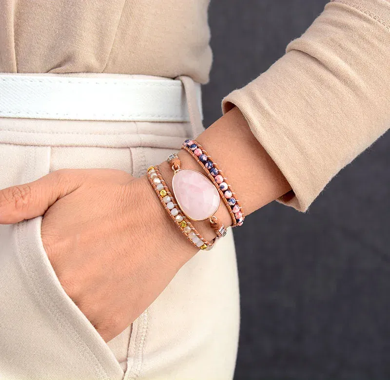 New Women Wrap Bracelet W/ Stones Crytal Vintage Weaving Statement Fancy Girls Bracelet Bijoux Gifts