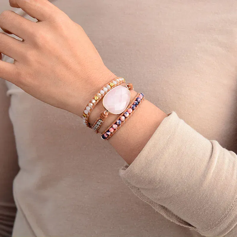 New Women Wrap Bracelet W/ Stones Crytal Vintage Weaving Statement Fancy Girls Bracelet Bijoux Gifts