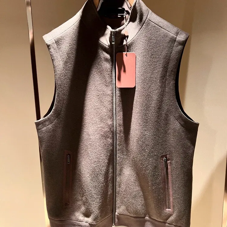 LP Italian stand-up collar solid color wool blended business casual simple vest