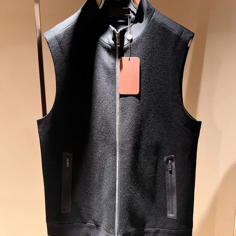 LP Italian stand-up collar solid color wool blended business casual simple vest