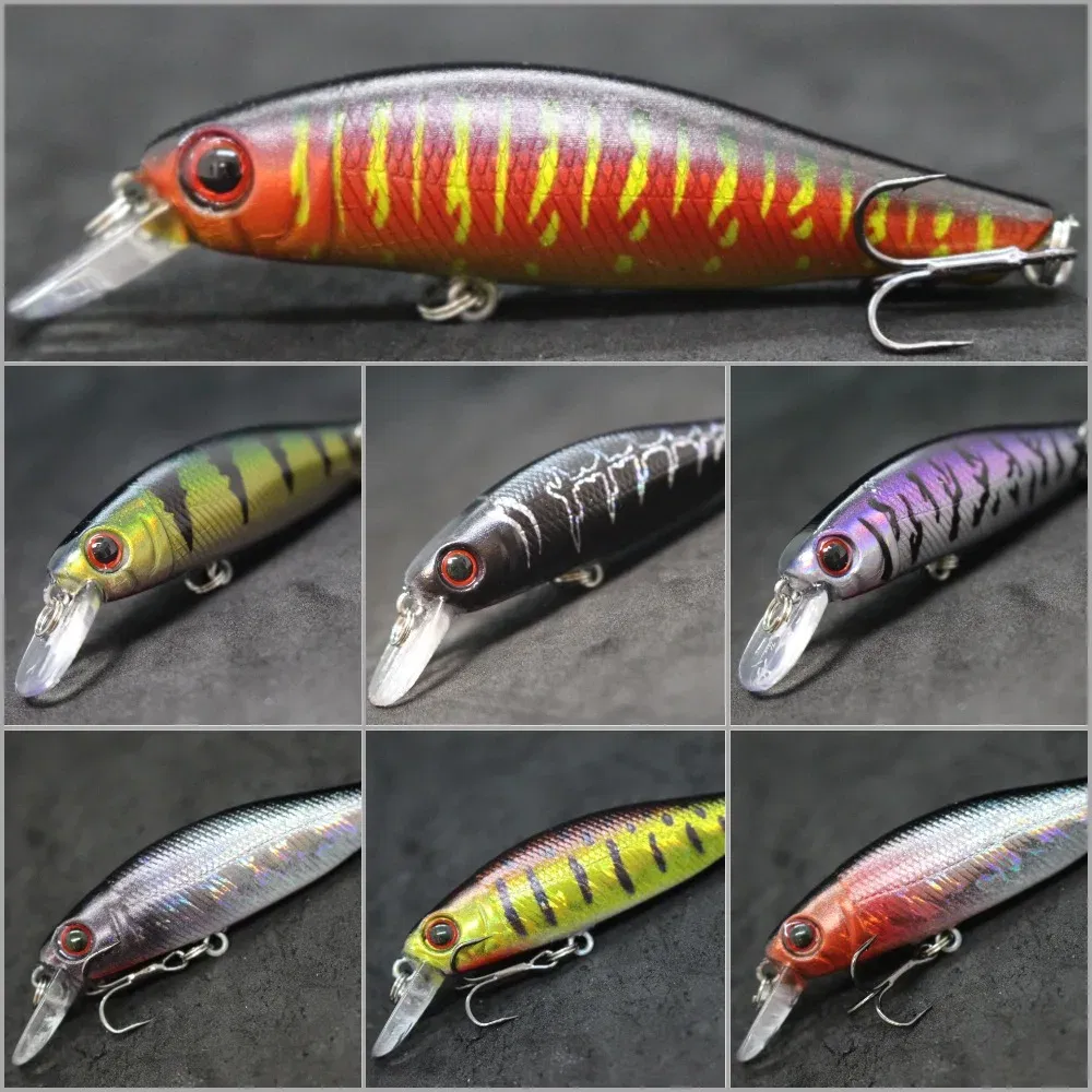 Color: Pink - wLure Minnow Fishing Lure Jerkbait 9g 8cm 0.5 Meter Depth 2 Black Nickle #8 Hooks 3D Hard Eyes M606