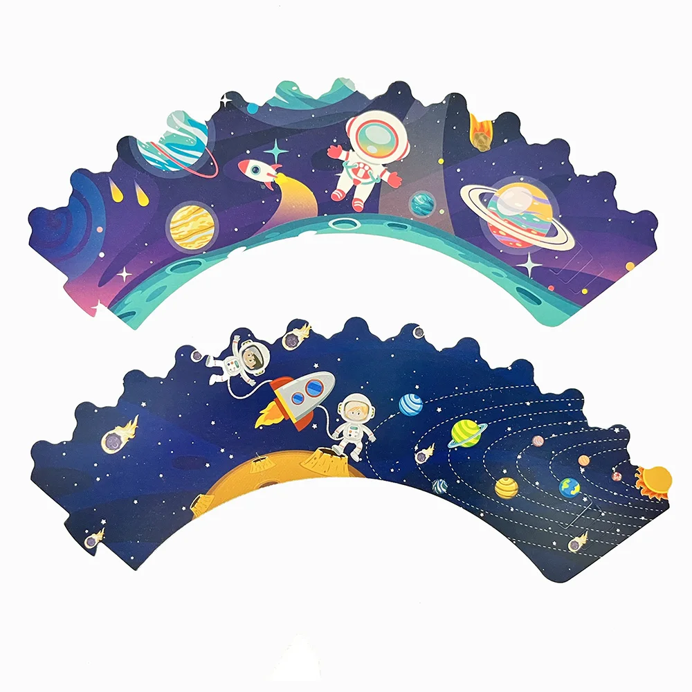 Outer Space Cupcake Toppers and Wrappers Space Themed Party Cupcake Decorations for Kids Birthday Baby Shower Party
