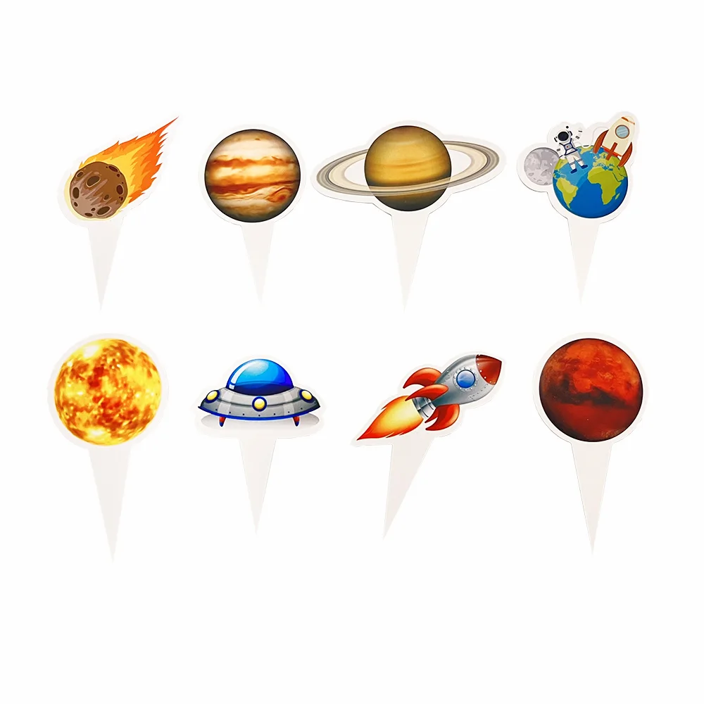 Outer Space Cupcake Toppers and Wrappers Space Themed Party Cupcake Decorations for Kids Birthday Baby Shower Party