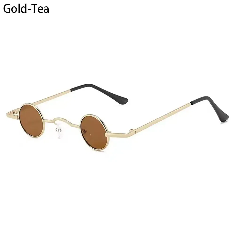 Lenses Color: GRAY, Frame Color: WHITE - Small Round Rock Punk Sunglasses for Women Men Ultra Metal Frame Hip Hop Sun Glasses Candy Color Fashion Shades Driving Eyewear