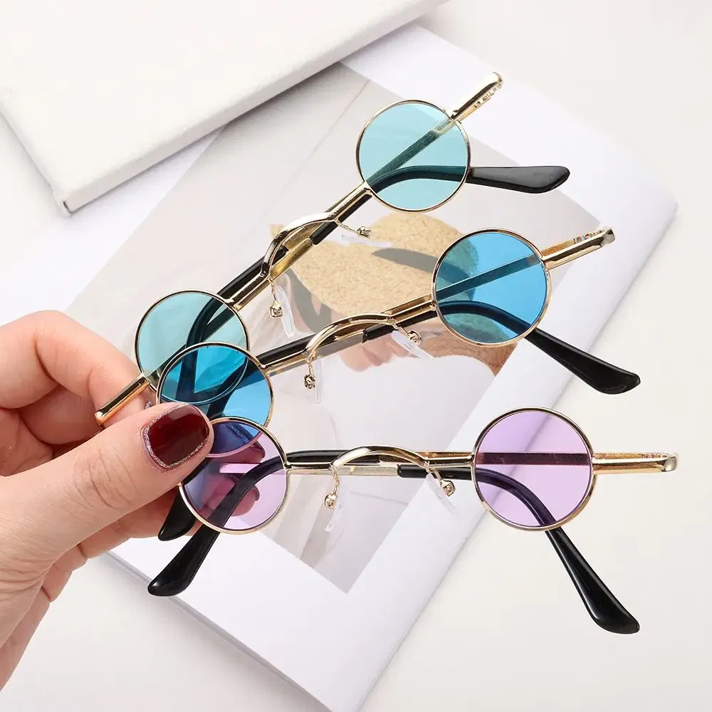 Lenses Color: GRAY, Frame Color: WHITE - Small Round Rock Punk Sunglasses for Women Men Ultra Metal Frame Hip Hop Sun Glasses Candy Color Fashion Shades Driving Eyewear