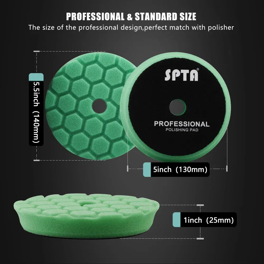 Color: Blue, Material: Wool Wheel, Ships From: CN - (Bulk Sales) SPTA 3"(80mm)/5"(125mm)/6"(150mm) Hex-Logic Car Sponge Polishing Buffing Pads For DA/RO/GA Auto Buffer Polisher