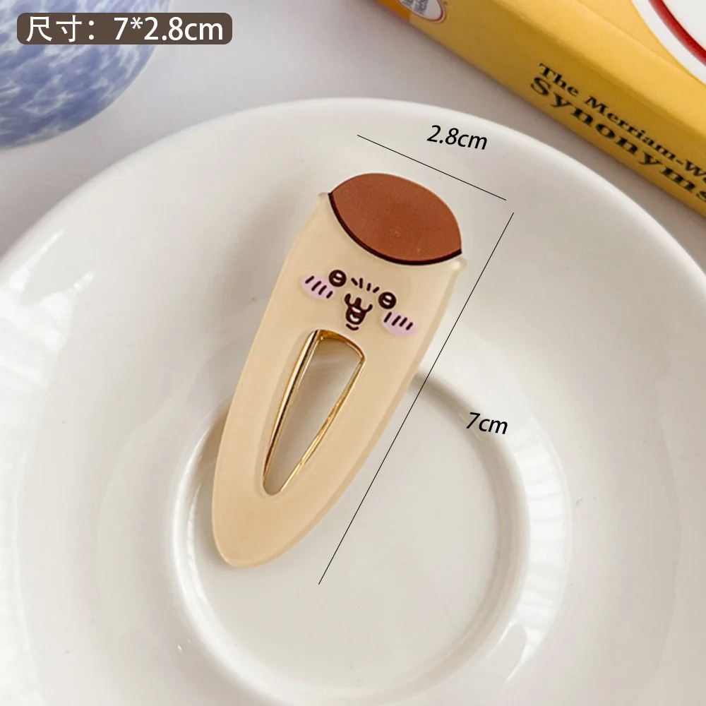 Color: Brown - 2024 Creative Duck Beak Hairclip Anime Figure Chiikawa Hachiware Girl's Forehead Fringe Side Hair Clip Student Hair Accessories