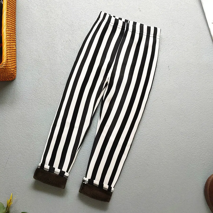 Color: WHITE, Kid Size: 9 - Autumn Winter Print Flowers Thick Warm Kids Toddler Baby Girls Leggings Children's Pants