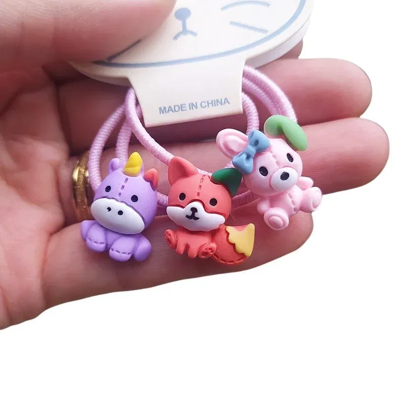 Color: Yellow - 3PCS New Cute Cartoon Rainbows Princess Headwear Kids Elastic Hair Bands Children Tie Girls Accessories Baby Headdress