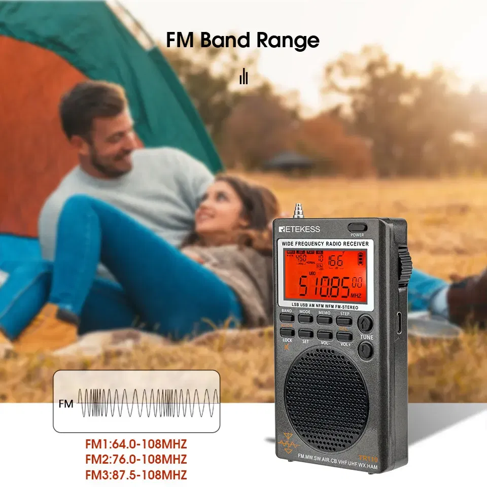 Color: RED, Ships From: CHINA - New! Retekess TR110 Radio FM Receiver Portable Shortwave Radios AM FM All Waves Band CB AIR Band Ham Radio SW MW LSB VHF UHF