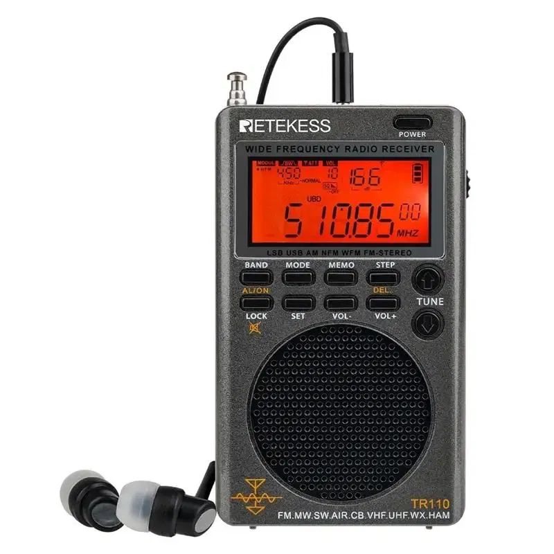 Color: RED, Ships From: CHINA - New! Retekess TR110 Radio FM Receiver Portable Shortwave Radios AM FM All Waves Band CB AIR Band Ham Radio SW MW LSB VHF UHF