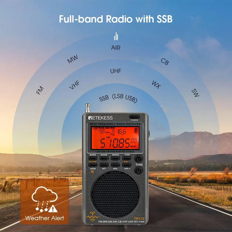 Color: RED, Ships From: CHINA - New! Retekess TR110 Radio FM Receiver Portable Shortwave Radios AM FM All Waves Band CB AIR Band Ham Radio SW MW LSB VHF UHF