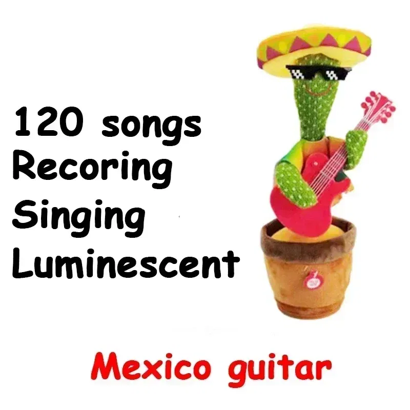 Color: Yellow - Sunshine Cactu Children's Electronic Plush Toy Dancing and Talking Cactu Children's Birthday Party Christmas Gift with 120 Songs