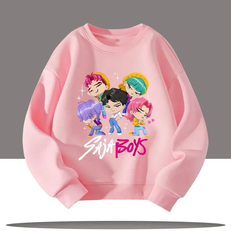Color: WHITE, Kid Size: 8 - K-pop Demon Hunters Cartoon Print 3-12 Year Old New Style Kids Round-neck Sport Shirt Cute Girl Casual Top Children's Clothing