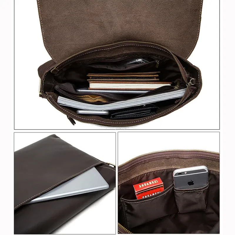 Color: SKY BLUE, Ships From: CHINA - WESTAL Crazy Horse Leather Men's Briefcases Laptop Bag Office Bags for Men Cover Messenger Bags Men's Leather Bag Computer Bags