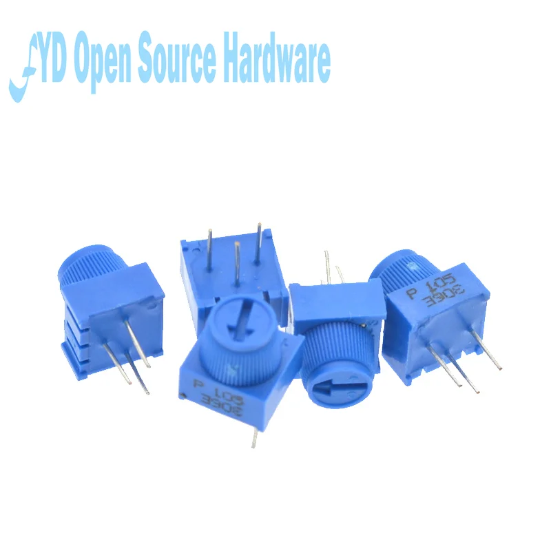 Resistance: 2K Ohm - 3386P-1-103 1k 2k 5k 10k 20k... 0.5W, 1/2W PC Pins Through Hole Trimmer Potentiometer Cermet 1 Turn Top Adjustment 5PCS/LOT