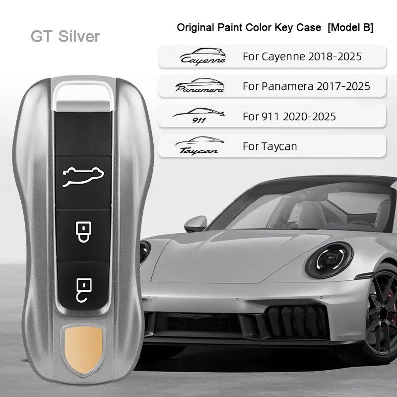 Color Name: LIGHT BLUE - For Porsche Cayenne 9ya 9yb Panamera 971 911 Targe Taycan Macan 95b Cayman 718 Boxster 2014-2025 Car Remote Smart Key Case Cover