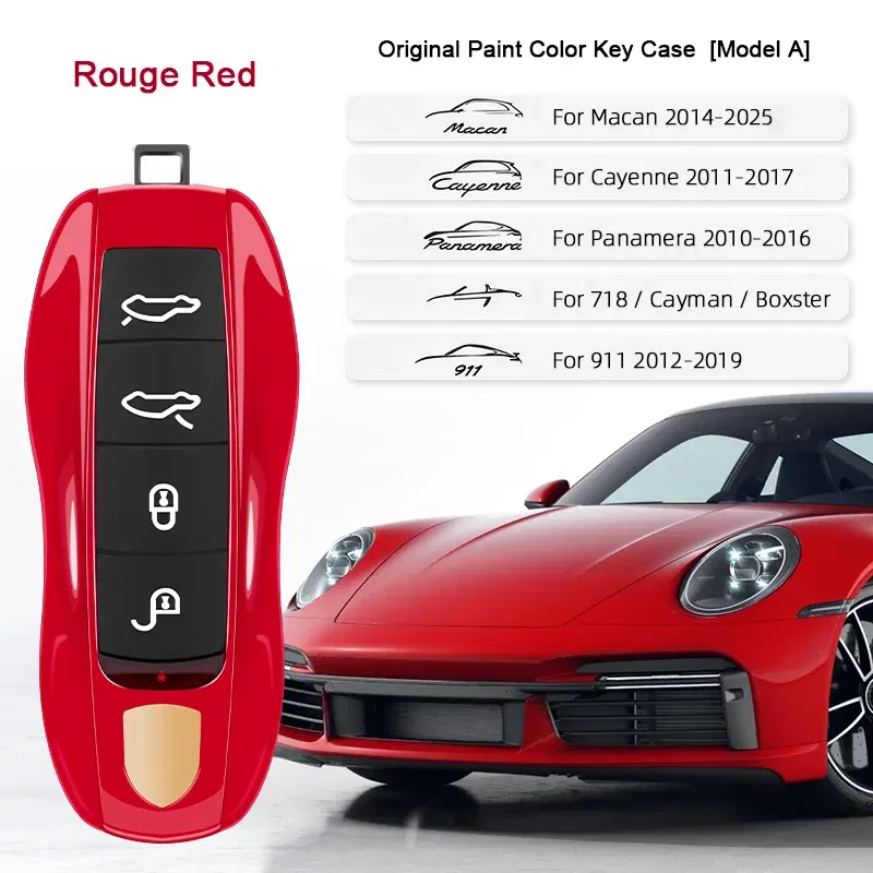 Color Name: grass green - For Porsche Cayenne 9ya 9yb Panamera 971 911 Targe Taycan Macan 95b Cayman 718 Boxster 2014-2025 Car Remote Smart Key Case Cover