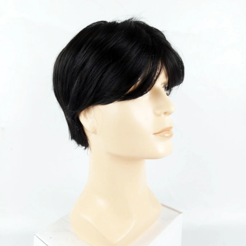 Color: Blonde - Men's Synthetic Fluffy Short Wig with Middle Parted Bangs Heat-resistant High Temperature Fiber Black DIY Styling Wig for Men