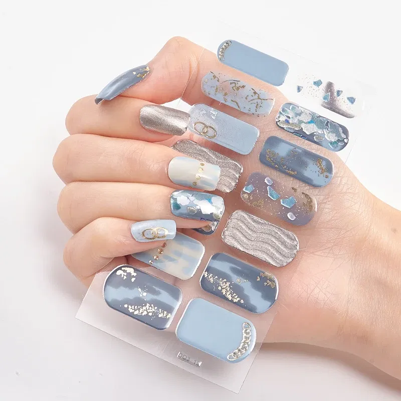 Color: Black/Gold - Patterned Nail Stickers Wholesale Supplise Nail Strips for Women Girls Full Beauty High Quality Stickers for Nails