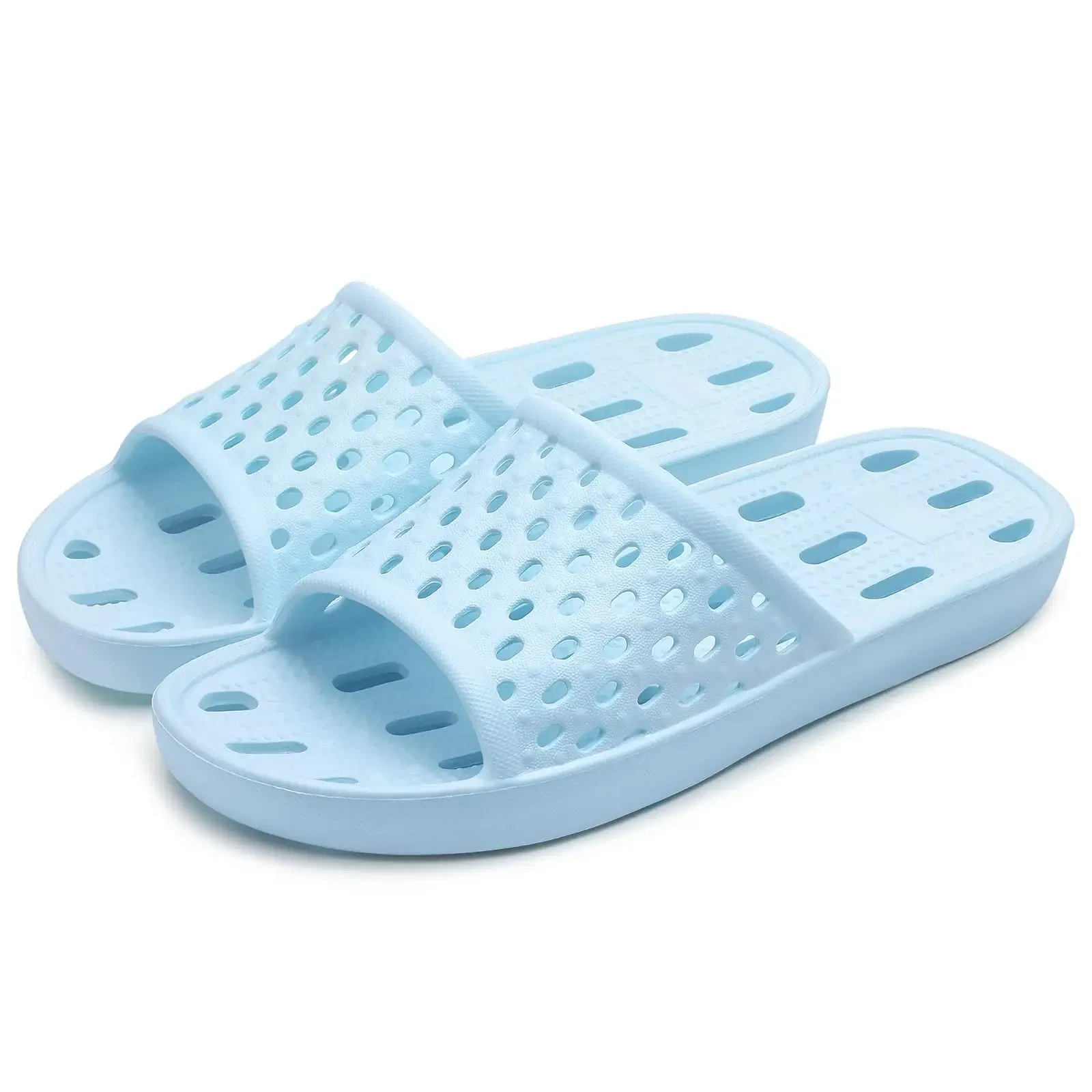 Color: Grass-Green, Shoe Size: 41 - Pallene Summer New Shower Shoes For Women Quick Dry Pool Sandals With Drain Holes Bathroom Slides Lightweight EVA Home Slippers