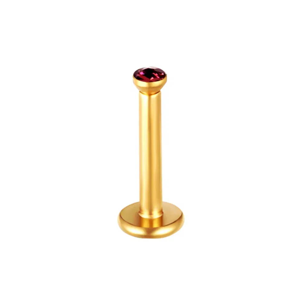 Metal color: Rhodium Plated - 2X 16g 1.2mm Crystal Steel -Gold- Labret Ring Bar Ear Cartilage Tragus Monroe Lip Nose Stud Internally Threaded Piercing
