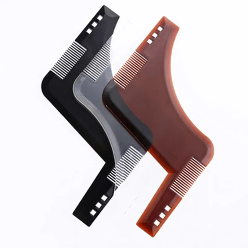 Color: Red - Fashion Beard Styling Template Comb New Barber Tool Mustache Symmetry Trimming Styling Stencil 3 Colors Optional Styling comb
