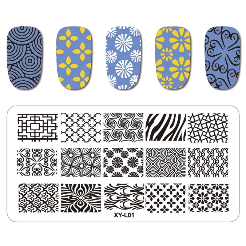 Color: GRAY - Kimcci Nail Stamping Plates Flamingo Nail Template Mandala Maple Leaf Stamp Nail Art Stamp Image Template Manicure Stencil Tools