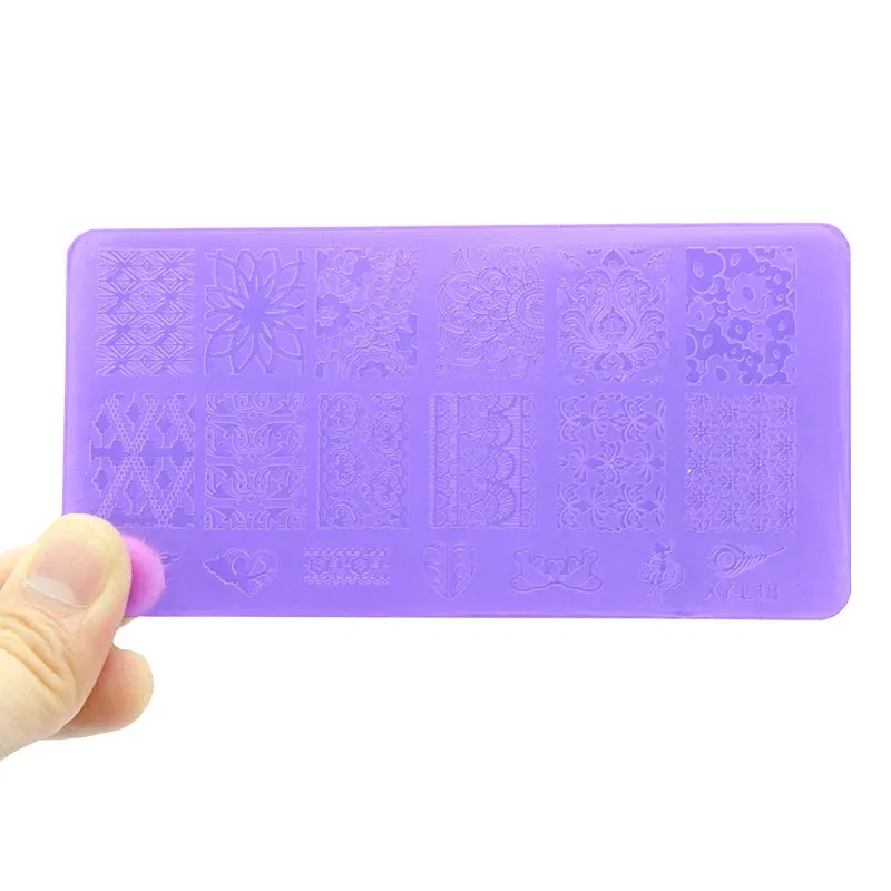 Color: GRAY - Kimcci Nail Stamping Plates Flamingo Nail Template Mandala Maple Leaf Stamp Nail Art Stamp Image Template Manicure Stencil Tools