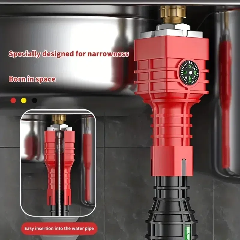 Color: Yellow - 24/18/8 Multifunction Faucet and Sink Installer Tool Faucet Wrench Tool Plumbing Tool Water Pipe Spanner for Kitchen Bathroom