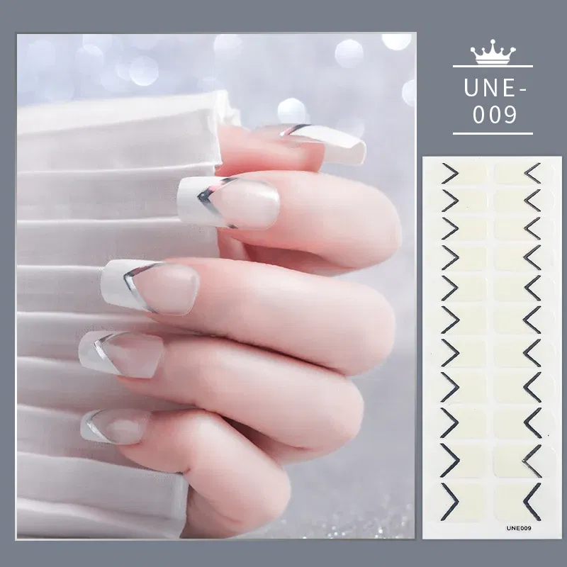 Color: SKY BLUE - 22 Tips Blue and White Shiny Speckles Nail Art Sticker Full Cover Nail Stickers Last Update Nail Wraps Lot Sticker for Nails