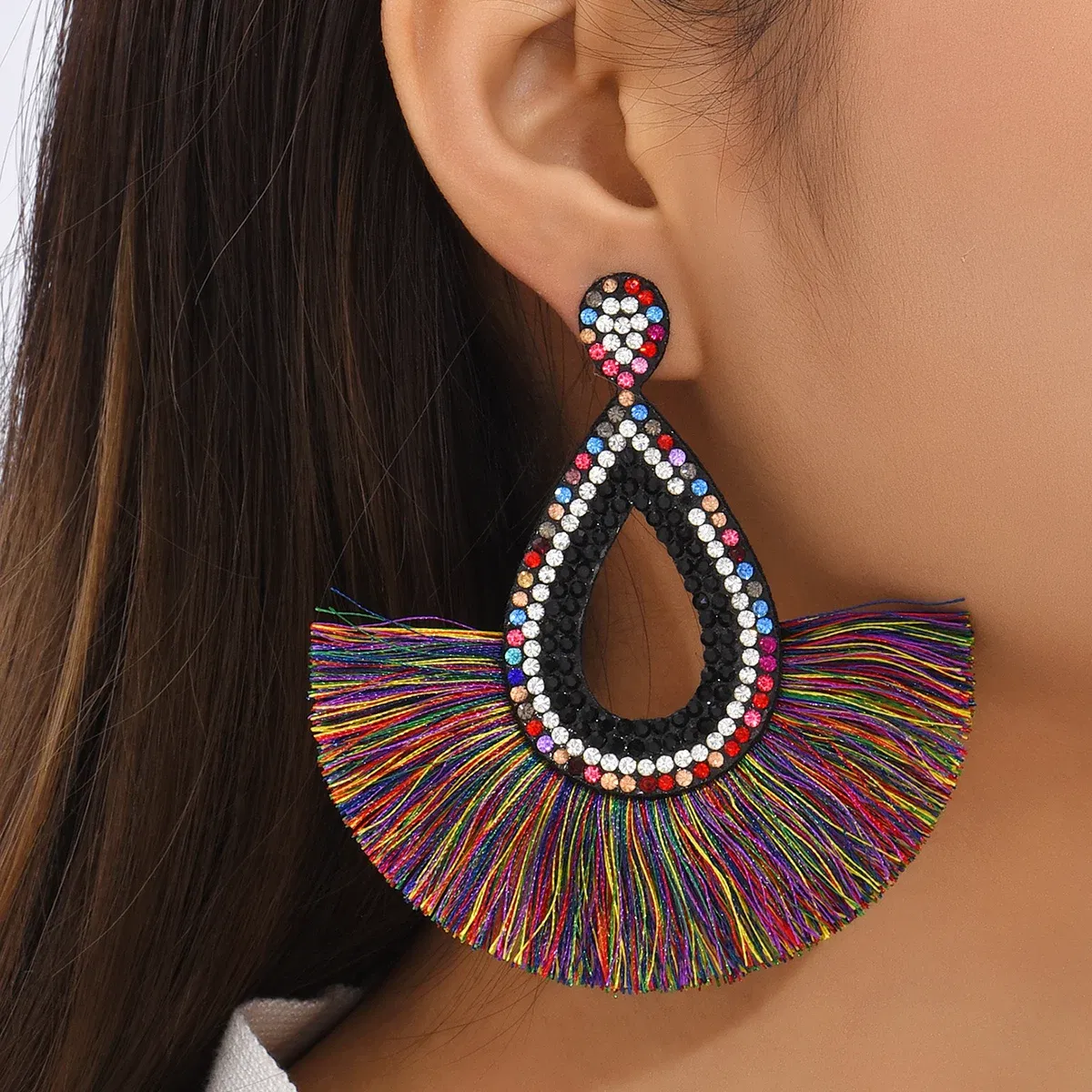 Metal Color: REDDISH BROWN - Fashion Bohemia Long Tassel Earrings for Women Ethnic Big Drop Earrings Statement Dangle Earring Fashion Jewelry pendientes