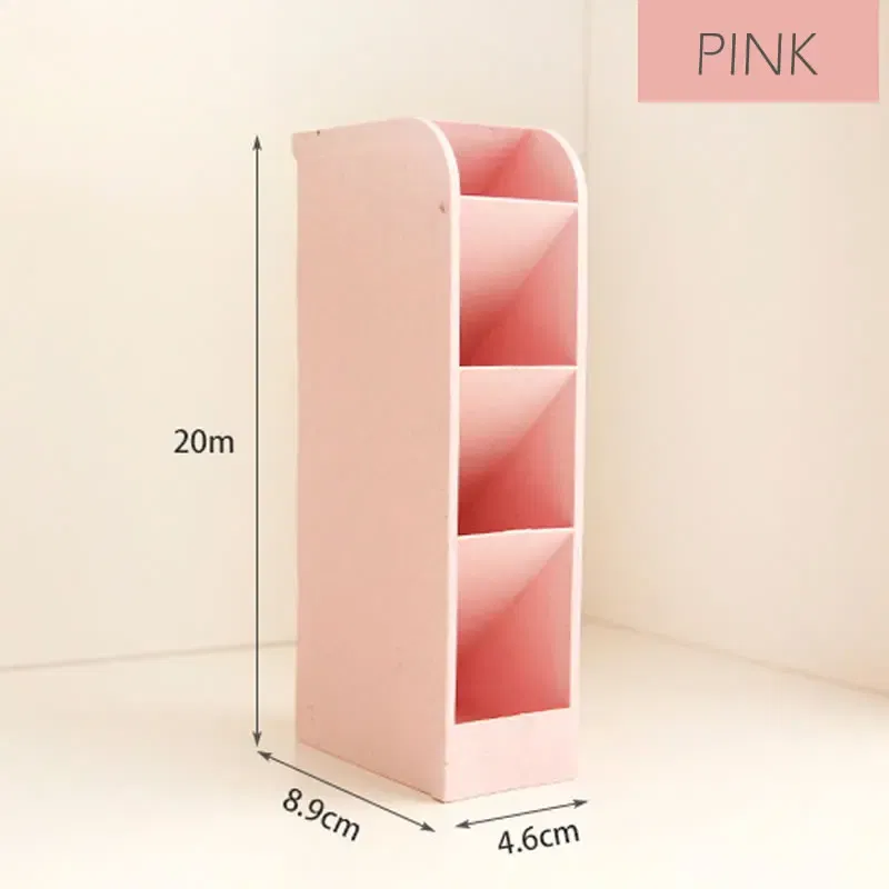 Color: grey - Multi-function 4 Grid Desktop Pen Holder Office School supplies Storage Case eco-friendly wheat straw Desk Pencil Organizer
