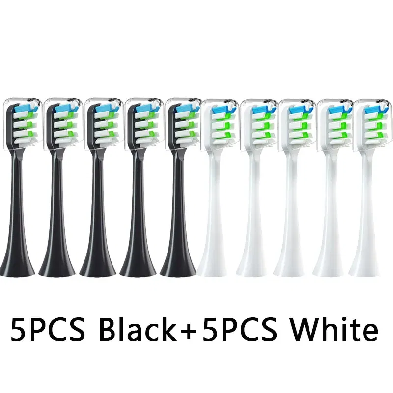 Color: Silver - 10pcs Replacement Brush Heads for Xiaomi SOOCAS X3 X5 V1 X3U Soft Bristle Electric Toothbrush Dupont Bristle Sealed Packed