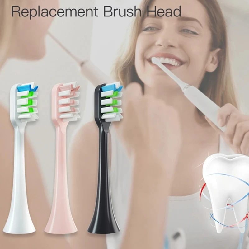 Color: Silver - 10pcs Replacement Brush Heads for Xiaomi SOOCAS X3 X5 V1 X3U Soft Bristle Electric Toothbrush Dupont Bristle Sealed Packed