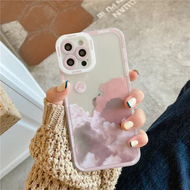 Color: Clear, Material: PU - Retro INS Sunset Sky Clouds Moon Pattern Case For Samsung Galaxy S10 S20 S21 S22 S23 S24 FE Plus Ultra Note 20 Shockproof Cover