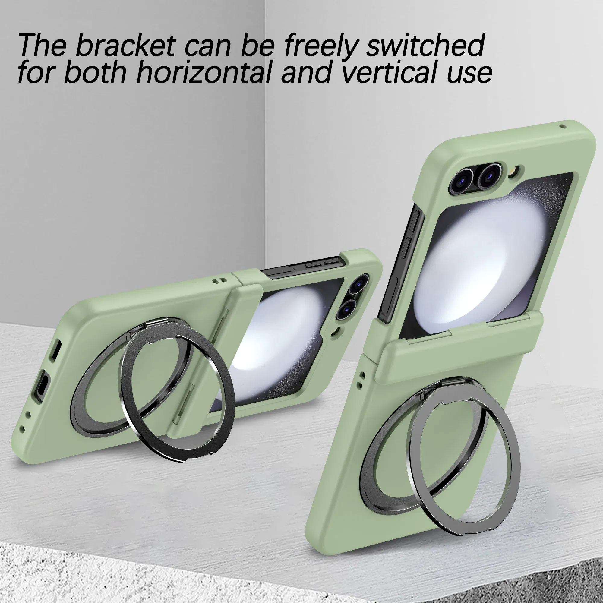 Color: Sky blue, Material: ABS - 360?° Rotating Holder Phone case For Samsung Galaxy Z Flip 5 Magsafe Wireless charge 360 Degree Ring Magnetic stand Phone Cover