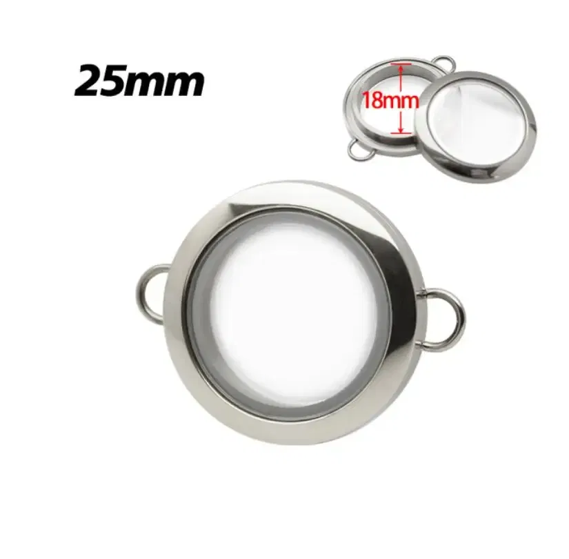 Metal Color: REDDISH BROWN - 1pc 20mm 25mm 30mm Stainless Steel Floating Locket Glass Memory twist Locket silver gold color For Bracelet Jewelry Making